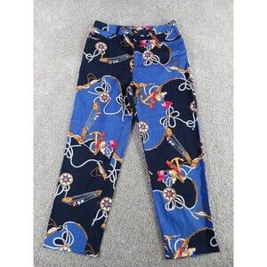Lauren Ralph Lauren Womens Pants 12 Nautical Blue All Over Print Cotton Blend
